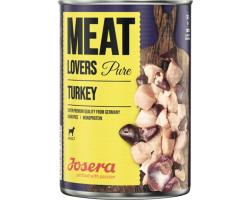 Hundefutter nass Josera Meat Lovers Pure Turkey 400 g Pute Monopotein, Singlefleisch