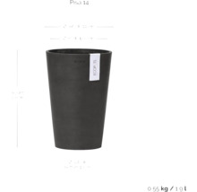 Dunkler Pflanztopf aus Kunststoff