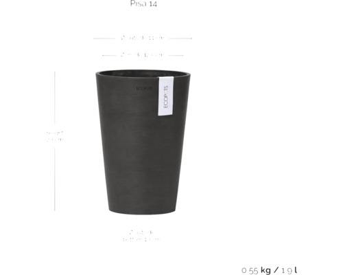 Dunkler Pflanztopf aus Kunststoff