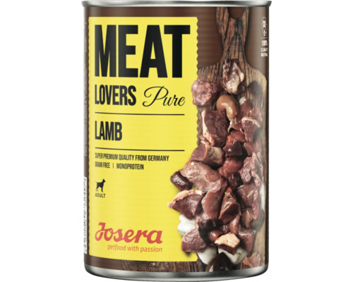 Hundefutter nass Josera Meat Lovers Pure Lamb 400 g Lamm Monopotein, Singlefleisch