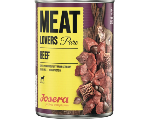 Hundefutter nass Josera Meat Lovers Pure Beef 400 g Rind Monopotein, Singlefleisch