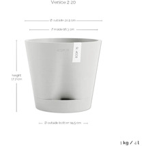 Blumentopf Ecopots Venice Kunststoff Ø 18,3 cm 20,1 x 20,1 x 17,7 cm grauweiß