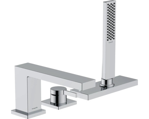 hansgrohe Wannenrandarmatur TECTURIS E chrom ohne Unterputzgrundkörper 73443000 Freistehende Badewannenarmatur mit Handbrause