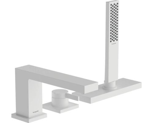 hansgrohe Wannenrandarmatur TECTURIS E weiß matt ohne Unterputzgrundkörper 73443700 Wannenarmatur mit Handbrause