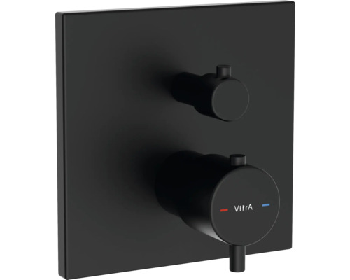 VitrA Unterputz Thermostat Dusche FLOW SQUARE schwarz matt ohne Unterputzgrundkörper A4335836EXP Vitra Logo Einhebelmischer für Dusche