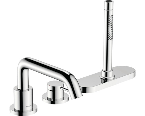 hansgrohe Wannenrandarmatur TECTURIS S chrom ohne Unterputzgrundkörper 73447000 Hansgrohe Logo Aufputz Wannenarmatur mit Stabhandbrause