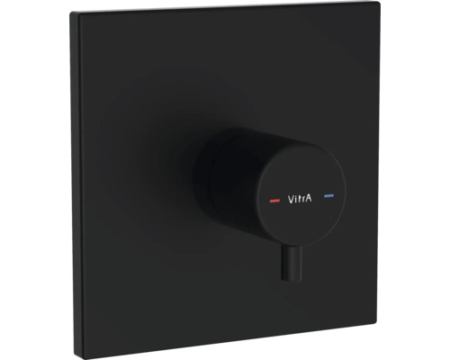 VitrA 3 Wege FLOW SQUARE schwarz matt ohne Unterputzgrundkörper A4338836EXP Vitra Logo auf einer Duscharmatur