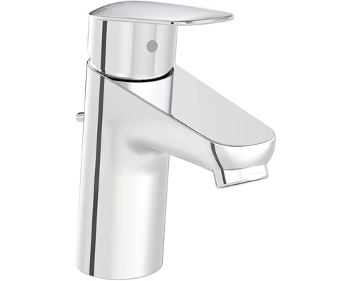 VitrA Niederdruckarmatur Einhebel Waschtischarmatur FLOW ROUND chrom mit Zugstange A43493ND Einhandmischbatterie für Waschtisch aus Metall