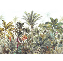 Illustration von tropischen Pflanzen und Bäumen