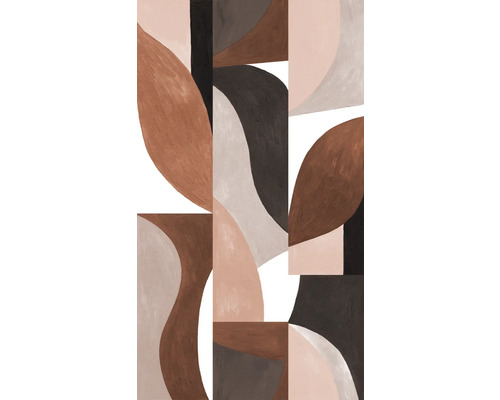 Abstraktes Gemälde mit geometrischen Formen in verschiedenen Brauntönen