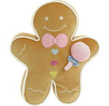 Kissen in Form eines Lebkuchenmanns mit Lollipop