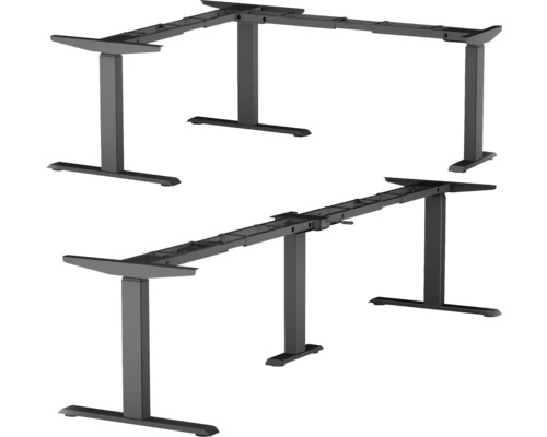 Eck-Tischgestell E-CORNER 3-stufig elektrisch höhenverstellbar 640-1290 mm schwarz 3 Motoren Eck-Tischgestell E-CORNER 3-stufig elektrisch höhenverstellbar 640-1290 mm schwarz 3 Motoren
