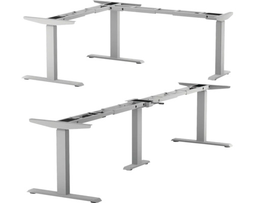 Eck-Tischgestell E-CORNER 3-stufig elektrisch höhenverstellbar 640-1290 mm silber 3 Motoren