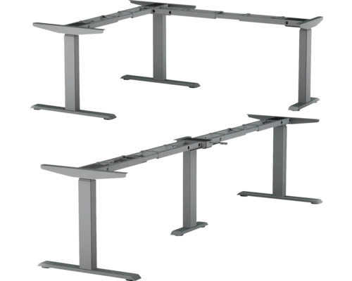 Eck-Tischgestell E-CORNER 3-stufig elektrisch höhenverstellbar 640-1290 mm anthrazit 3 Motoren