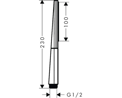 Technische Zeichnung eines Wasserhahns mit Maßangaben