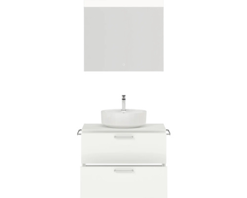 Kompletter Badezimmerwaschtisch mit Spiegel, Waschbecken und Unterschrank