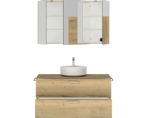 Waschtischkombination mit Spiegelschrank und Aufsatzwaschbecken