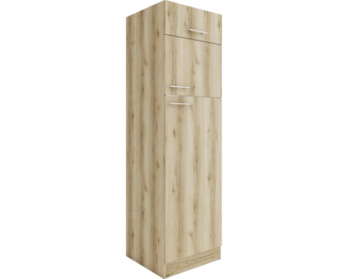 Optifit Kühlumbauschrank für 145er Einbaukühlschrank Livorno290 BxTxH 60 x 57,1 x 206,8 cm wildeiche matt strukturiert zerlegt Anschlag reversibel KULI H614-9+ Hoher Küchenschrank mit zwei Türen und Griffen