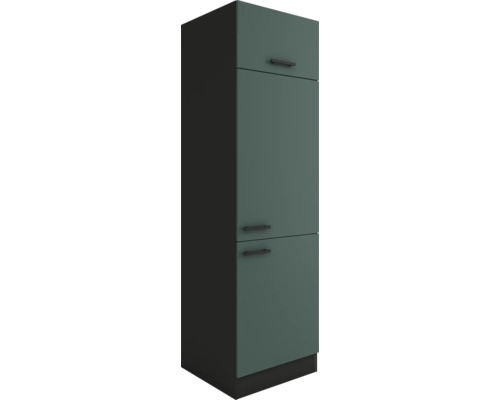 Optifit Kühlumbauschrank für 88er Einbaukühlschrank Verona405 BxTxH 60 x 57,1 x 206,8 cm Frontfarbe grün matt Korpusfarbe grau Anschlag reversibel (links oder rechts montierbar)