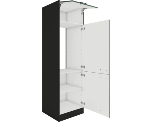 Schrank mit offenen Türen und Regalböden