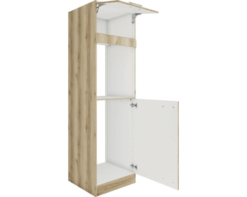 Küchenhochschrank mit zwei offenen Fächern und zwei Türen