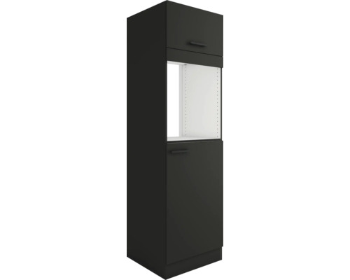Optifit Backofenhochschrank mit Tür Kühlumbauschrank für 158er Einbaukühlschrank Madrid420 BxTxH 60 x 57,1 x 206,8 cm anthrazit matt zerlegt Anschlag reversibel KUMA HOMK660-9+ Schwarzer Küchenhochschrank mit Tür und Auszug