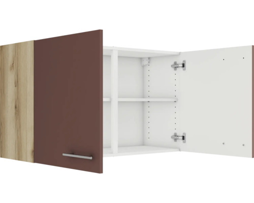 Hängeschrank mit zwei Türen, davon eine geöffnet, mit Einlegeböden
