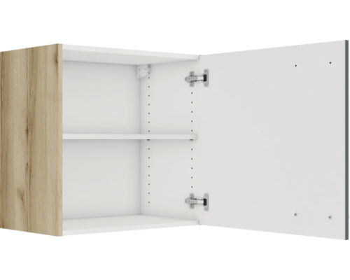 Offener Hängeschrank mit Regalboden und Holztür