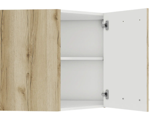 Hängeschrank mit Regalböden und einer Tür im Holzdekor