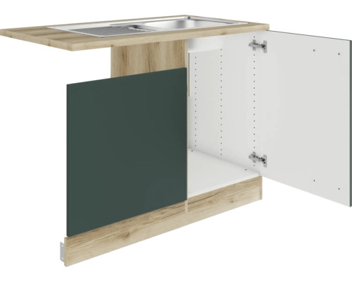 Spülenunterschrank mit Tür in geöffnetem Zustand