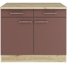 Optifit Unterschrank mit Schublade und Drehtür Bari407 BxTxH 100 x 60 x 84,8 cm rostrot matt zerlegt KUBA U106-9+