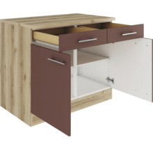 Optifit Unterschrank mit Schublade und Drehtür Bari407 BxTxH 100 x 60 x 84,8 cm rostrot matt zerlegt KUBA U106-9+