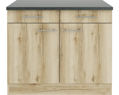 Unterschrank mit Schubladen und Türen im Holzdekor für Stauraum