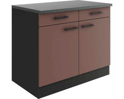 Optifit Unterschrank mit Schublade und Drehtür Nizza407 BxTxH 100x60x84,8 cm rostrot matt zerlegt