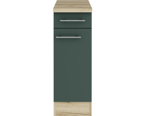 Schmaler Küchenunterschrank mit zwei Schubladen und Griffen