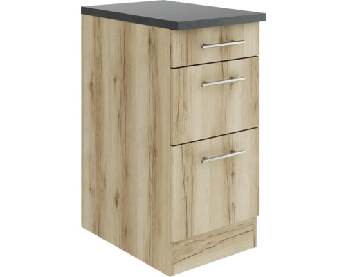 Optifit Schubladenunterschrank Livorno290 BxTxH 40 x 60 x 84,8 cm Frontfarbe wildeiche matt strukturiert Korpusfarbe wildeiche