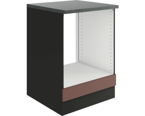 Optifit Herdumbauschrank Nizza407 BxTxH 60 x 60 x 84,8 cm Frontfarbe rostrot matt Korpusfarbe grau