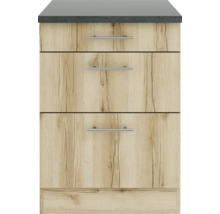 Optifit Schubladenunterschrank Livorno290 BxTxH 60 x 60 x 84,8 cm wildeiche matt strukturiert zerlegt KULI U636-9+