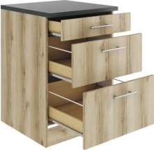 Optifit Schubladenunterschrank Livorno290 BxTxH 60 x 60 x 84,8 cm wildeiche matt strukturiert zerlegt KULI U636-9+