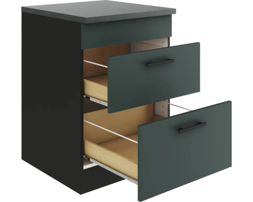 Nachtkonsole mit zwei offenen Schubladen