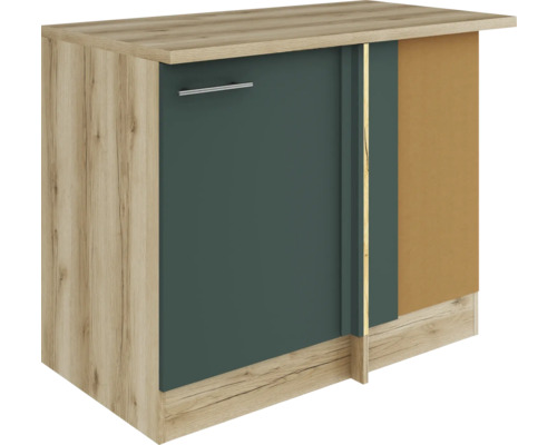 Optifit Eckunterschrank Savona405 BxTxH 110 x 60 x 84,8 cm Frontfarbe grün matt Korpusfarbe wildeiche Anschlag reversibel (links oder rechts montierbar)