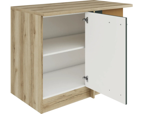 Unterschrank mit einer offenen Tür und zwei Einlegeböden