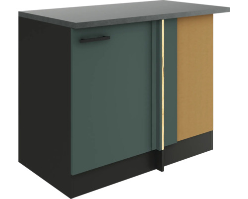 Optifit Eckunterschrank Verona405 BxTxH 110 x 60 x 84,8 cm Frontfarbe grün matt Korpusfarbe grau Anschlag reversibel (links oder rechts montierbar)