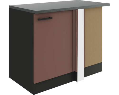 Optifit Eckunterschrank Nizza407 BxTxH 110 x 60 x 84,8 cm Frontfarbe rostrot matt Korpusfarbe grau Anschlag reversibel (links oder rechts montierbar)