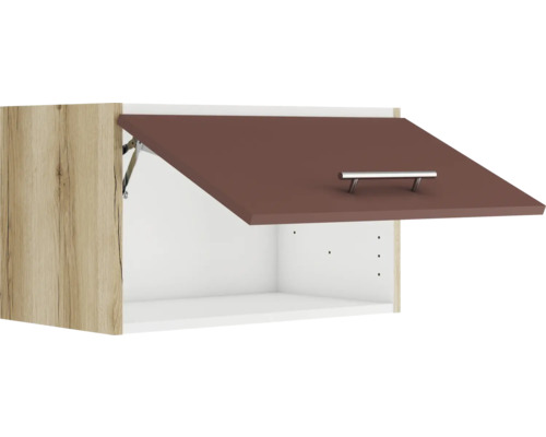 Hängeschrank mit nach oben geöffneter Tür und Griff