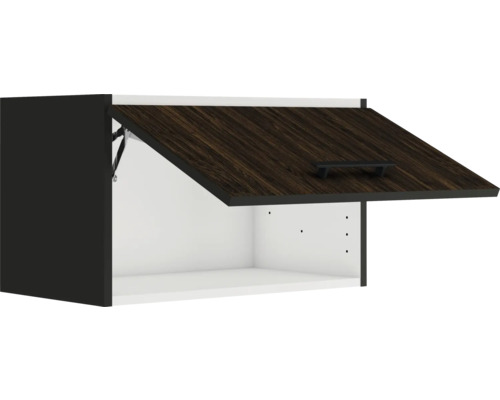 Hängeschrank mit Holztür in geöffnetem Zustand