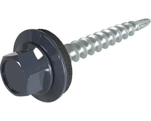 PRECIT Schrauben 4,8 mm x 35 mm anthrazitgrau RAL 7016 Pack = 100 St Dachschraube mit Dichtungsscheibe