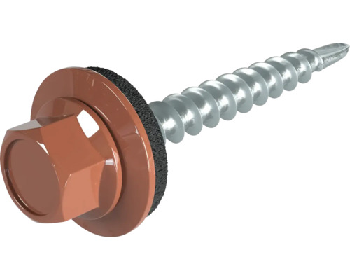 PRECIT Schrauben 4,8 mm x 35 mm kupferbraun RAL 8004 Pack = 100 St Dachbauschraube mit Dichtscheibe