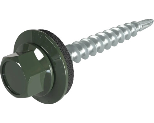 PRECIT Schrauben 4,8 mm x 35 mm nadelgrün RAL 6020 Pack = 100 St Dachbauschraube mit Dichtscheibe