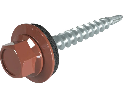 PRECIT Schrauben 4,8 mm x 35 mm rotbraun RAL 8012 Pack = 100 St Dachschraube mit Dichtscheibe